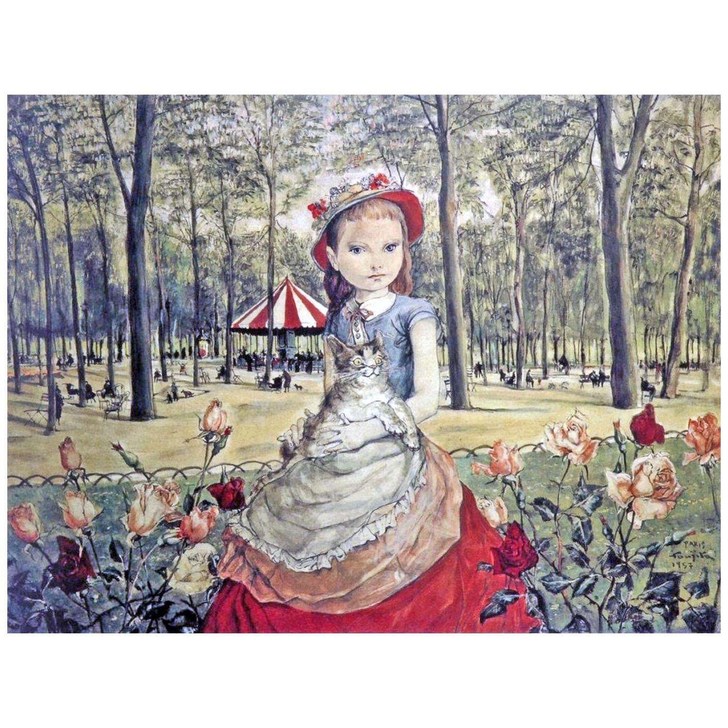  Tsugouharu Foujita. Fille dans le parc. 1957