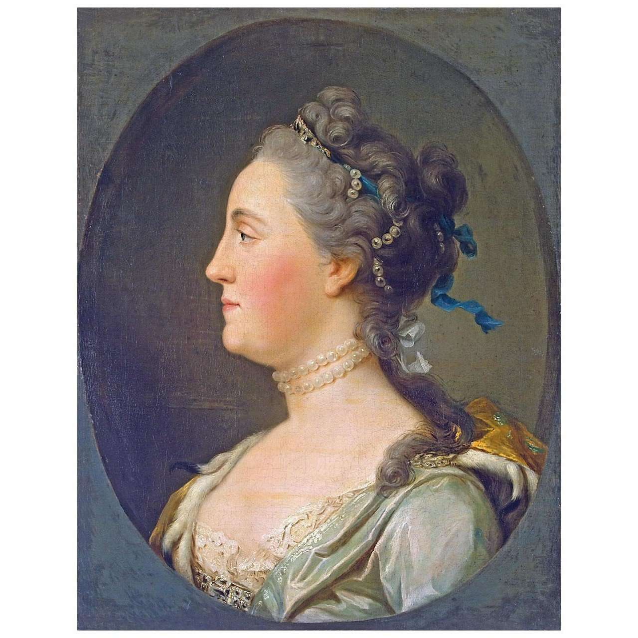  Vigilius Eriksen. Catherine Alexeevna in profile. 1762. Hermitage Museum