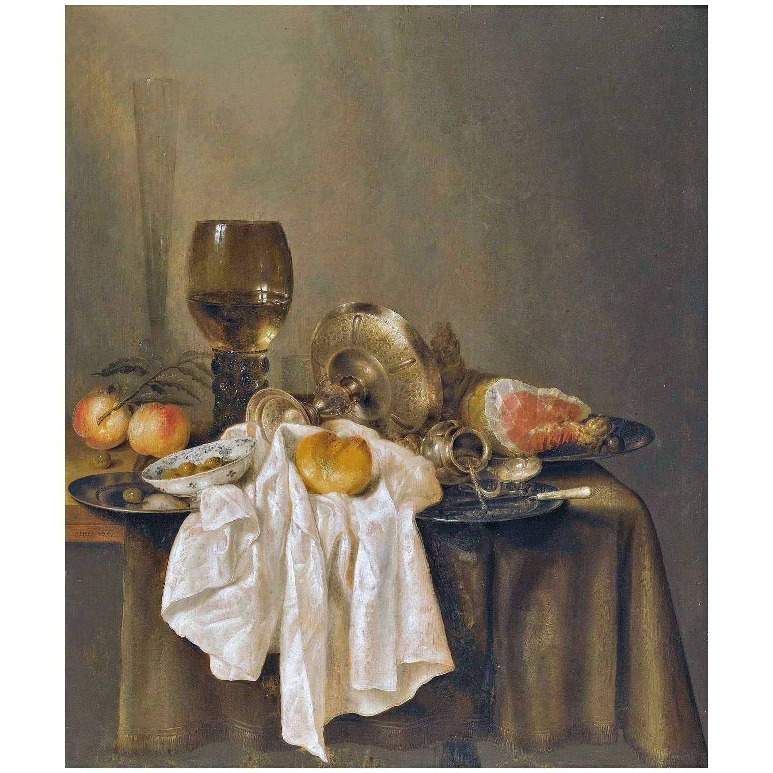  Willem Claesz Heda. Still-Life with Ham, Mustard Pot and Bread. 1651. Lichtenstein Museum Wien
