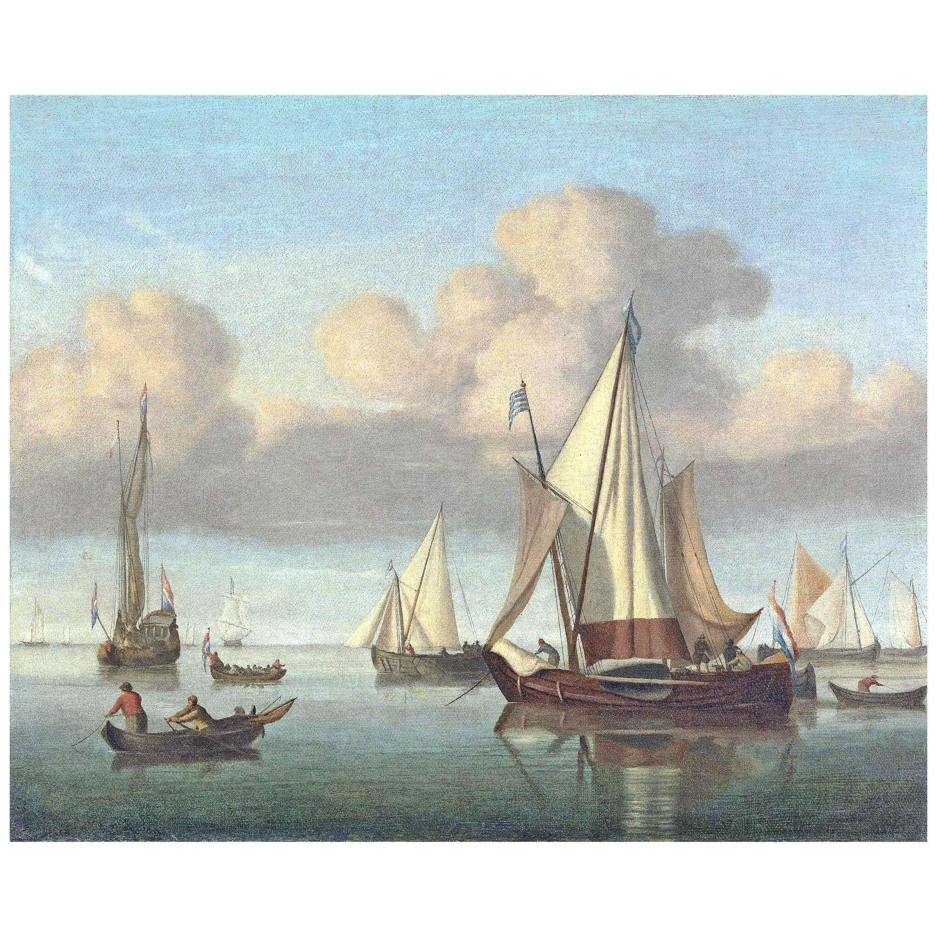  Willem van de Velde II. A Kaag at Anchor with Sails. 1665. Yale Center for British Art