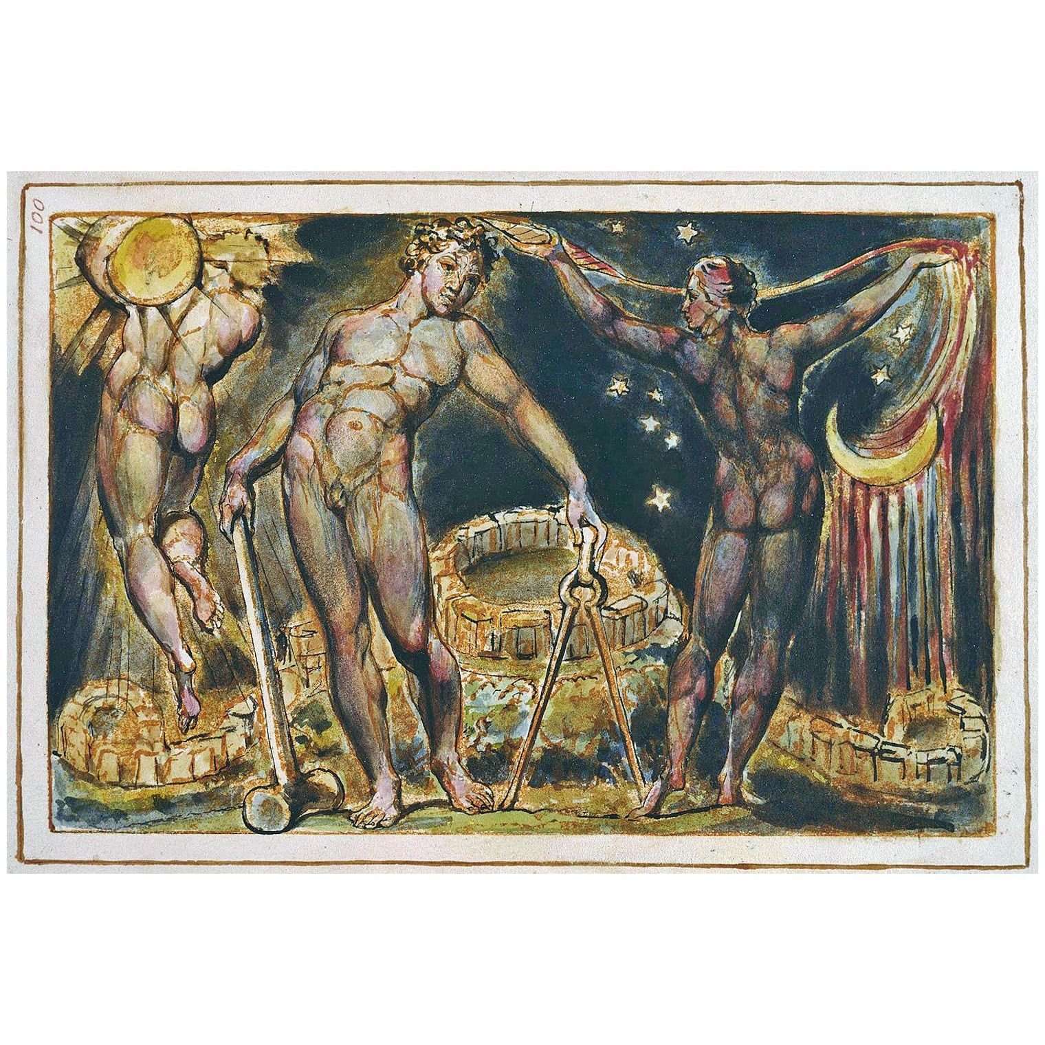  William Blake. Jerusalem, p.100. Los and Enitharmon. 1804. Yale Centre of British Art