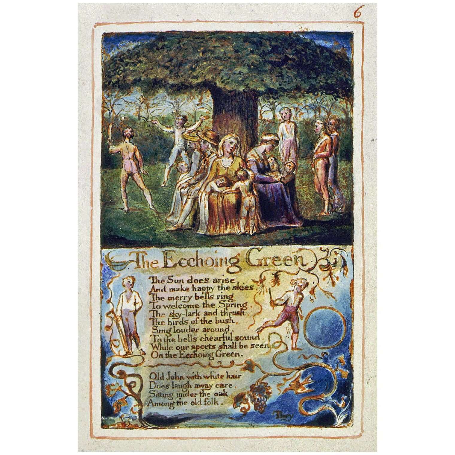  William Blake. Songs of Innocence, p.6. Echoing Green. 1826. Library of Congress, Washington