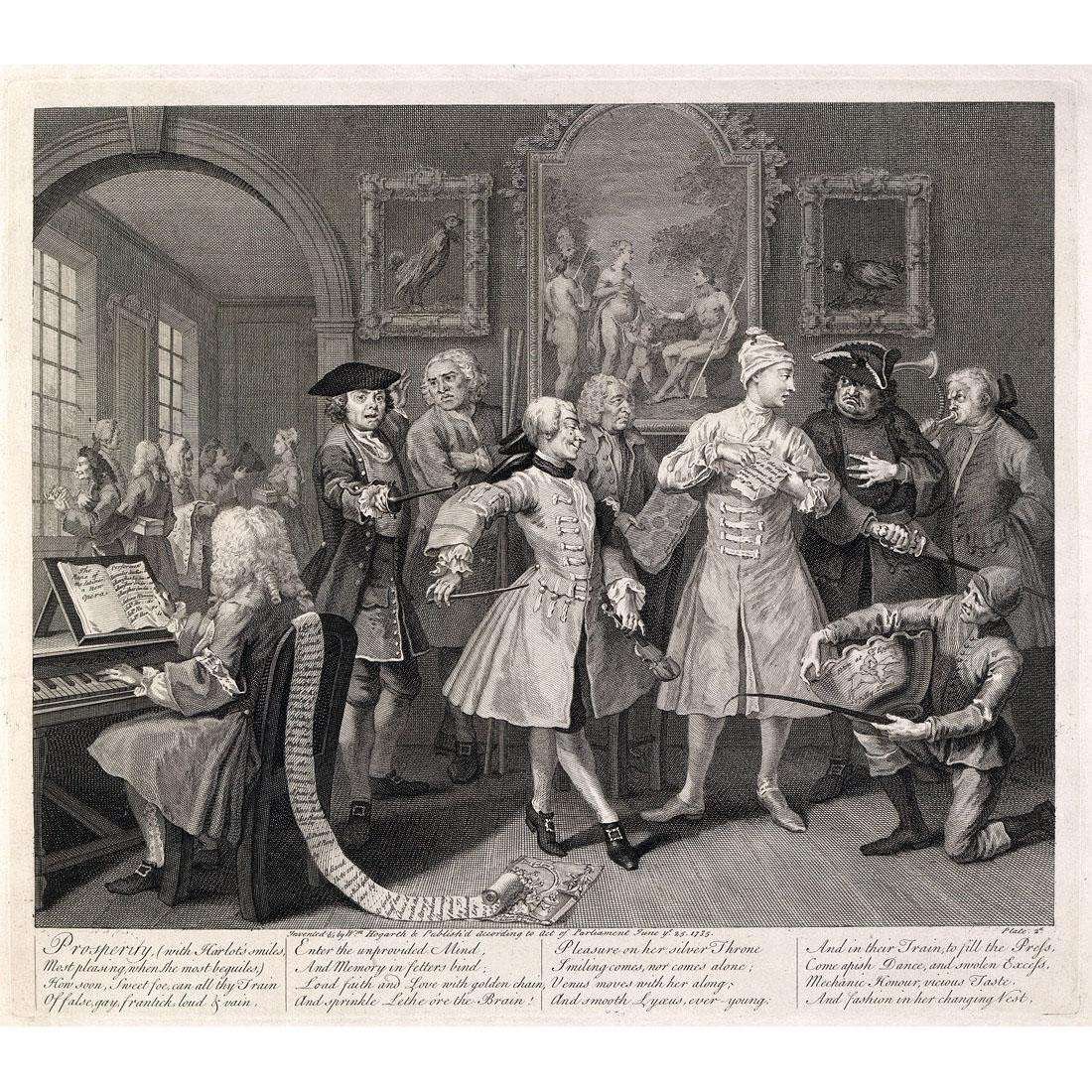  William Hogarth. The Levee (engraving). A Rakes Progress #2. 1735