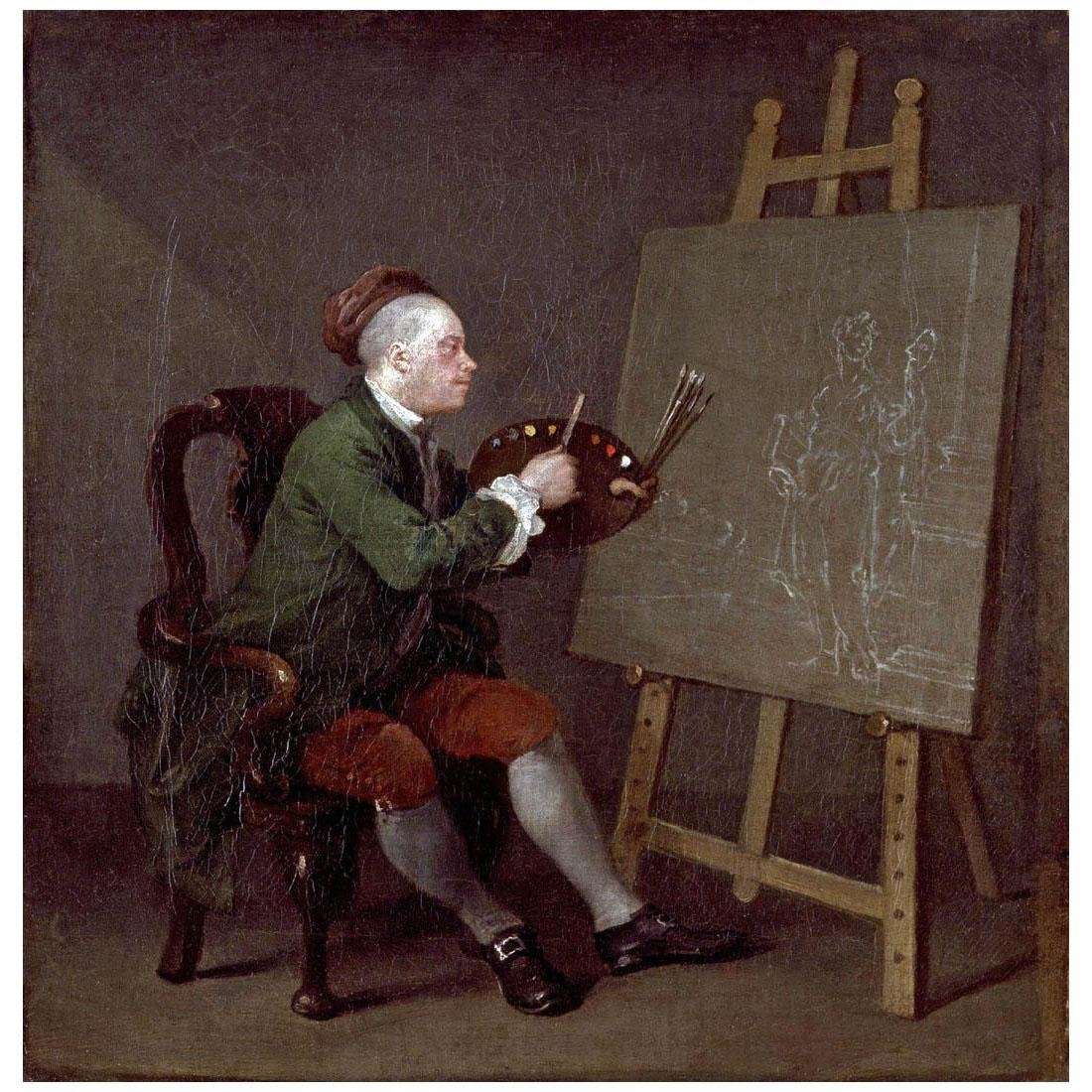  William Hogarth. Hogarth Painting the Comic Muse. 1757-1758. National Portrait Gallery London