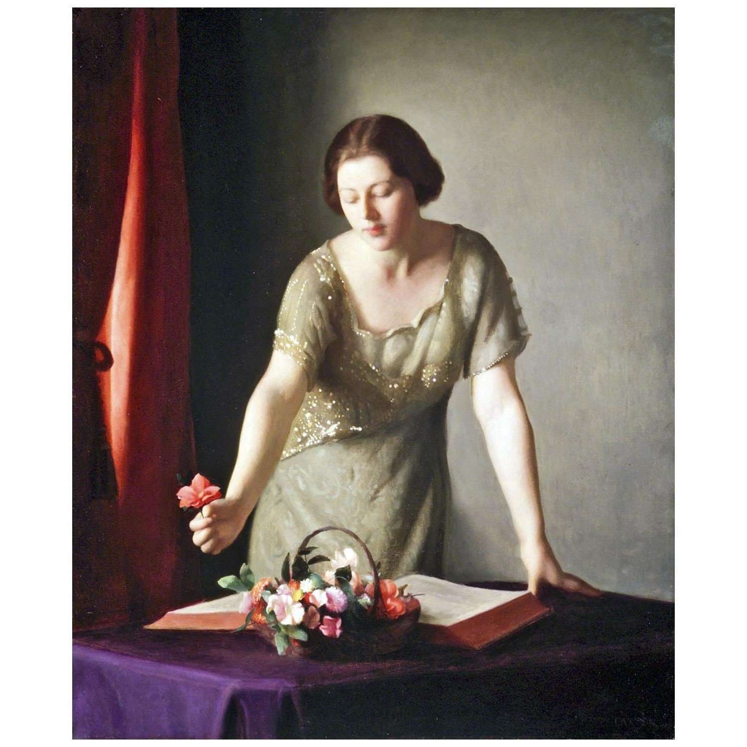  William Paxton. Girl with Flowers. 1932. Brooklyn Museum of Art
